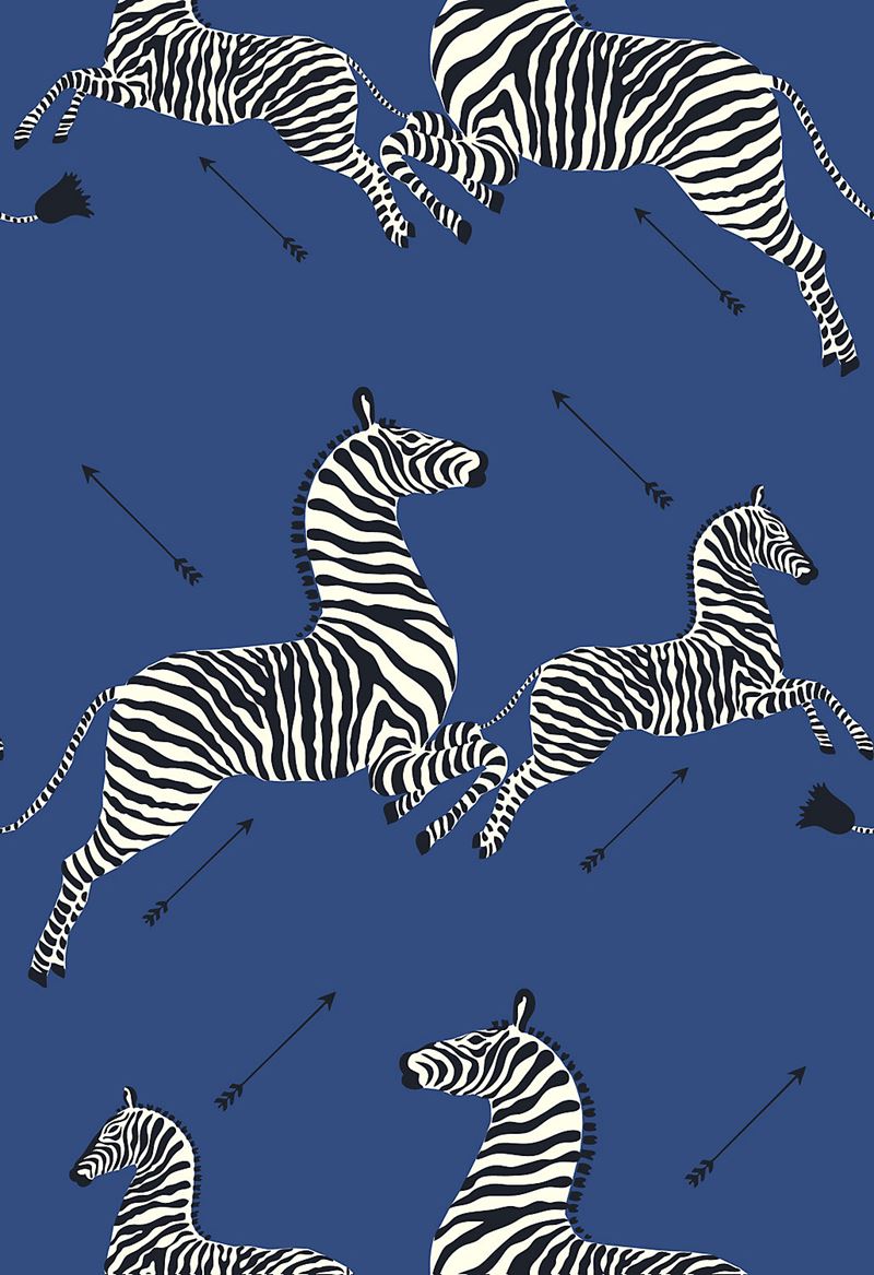 Scalamandre SC 0008WP81388M Zebras - Wallpaper Denim