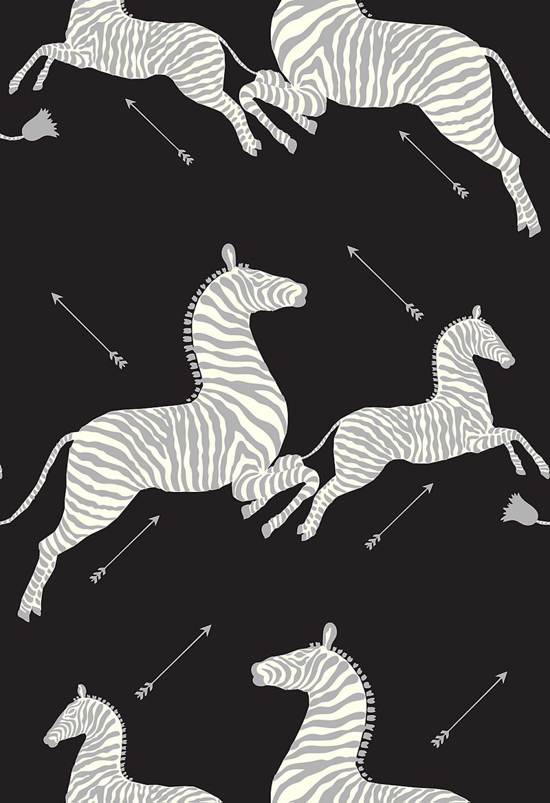 Scalamandre SC 0009WP81388M Zebras - Wallpaper Black & Silver