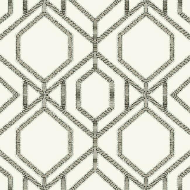 Sawgrass Trellis Wallpaper - White/Taupe - York Wallcoverings - TC2635