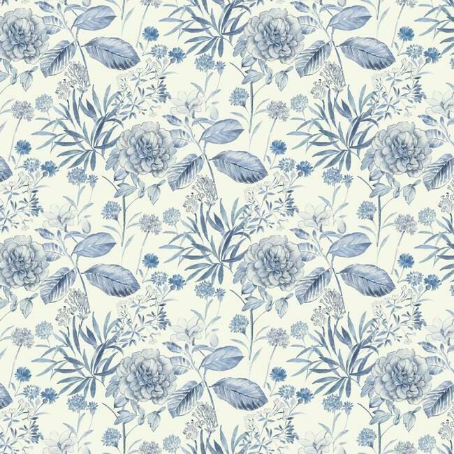 Midsummer Floral Wallpaper - Blue - York Wallcoverings - TL1921