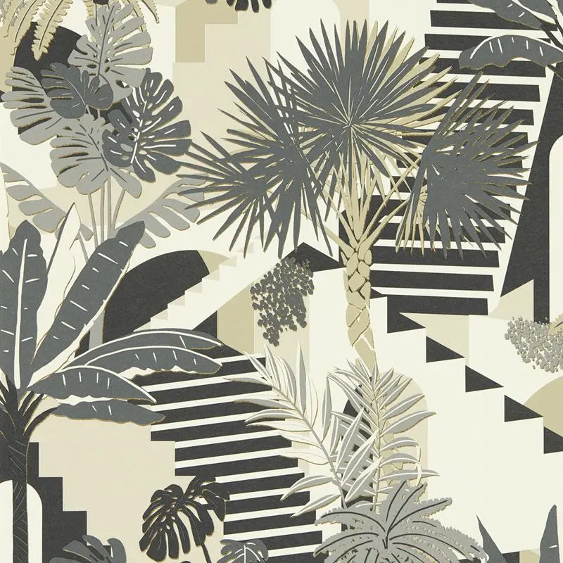 Clarke and Clarke Wallpaper W0186-1 Malindi Charcoal Wp