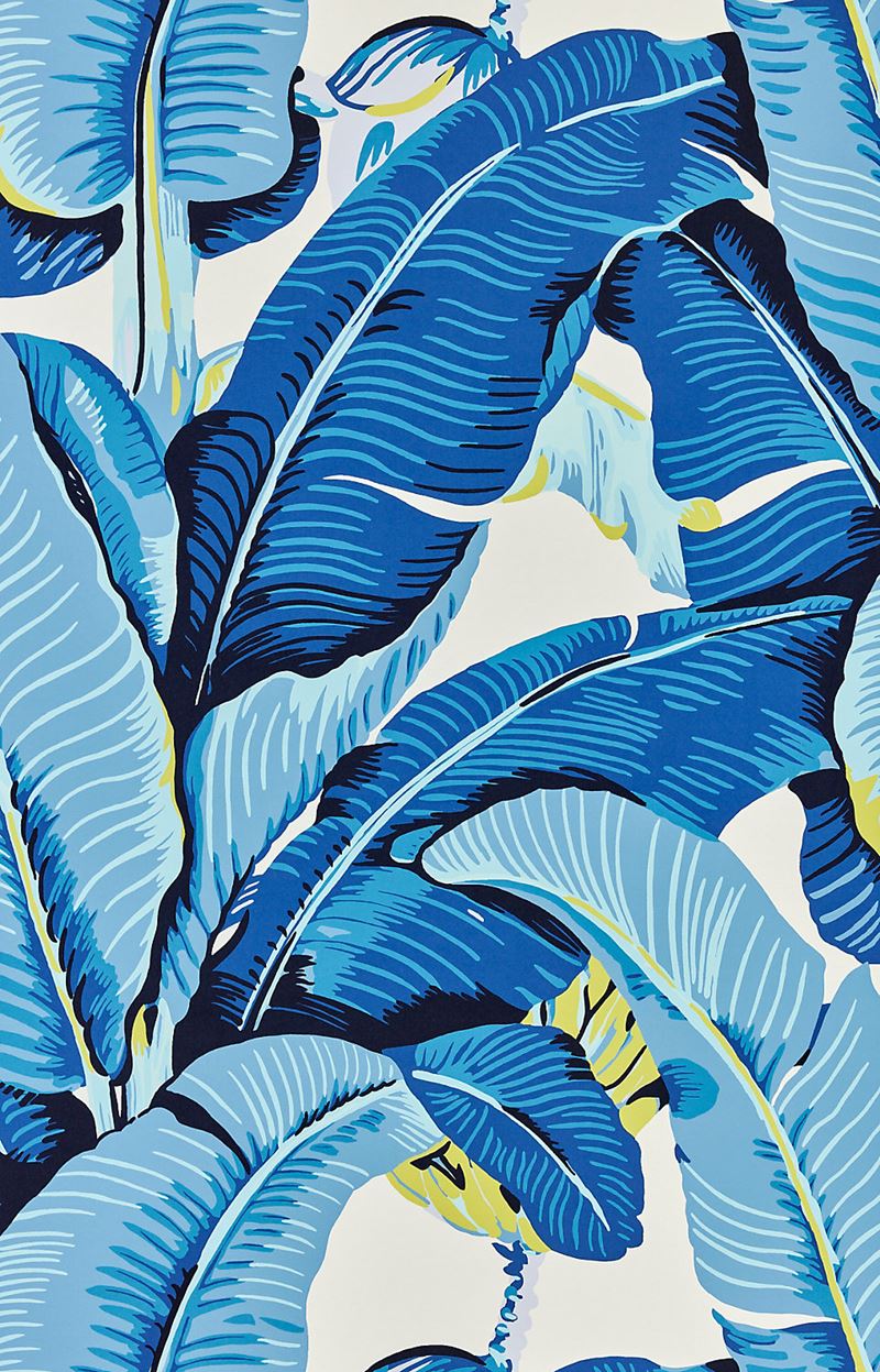 Scalamandre Wallpaper WHN000344000M Hinson Palm Blue Lagoon