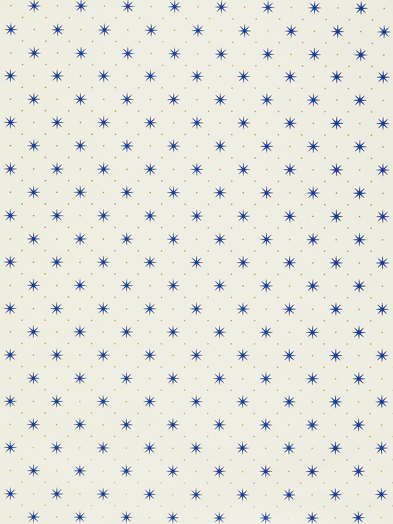 Scalamandre Wallpaper WHN000BP1003 Trixie Blue & Gold On White