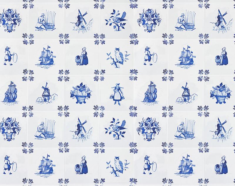 Scalamandre Wallpaper WNM0001TILE Tile Play Blue