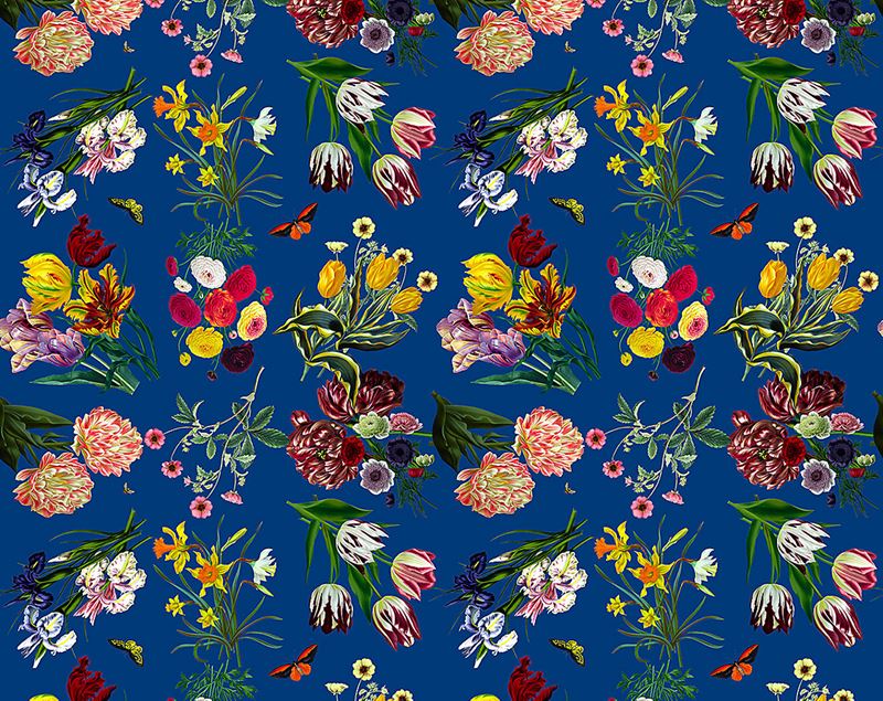 Scalamandre Wallpaper WNM0004FLOR Flora & Fauna Blue