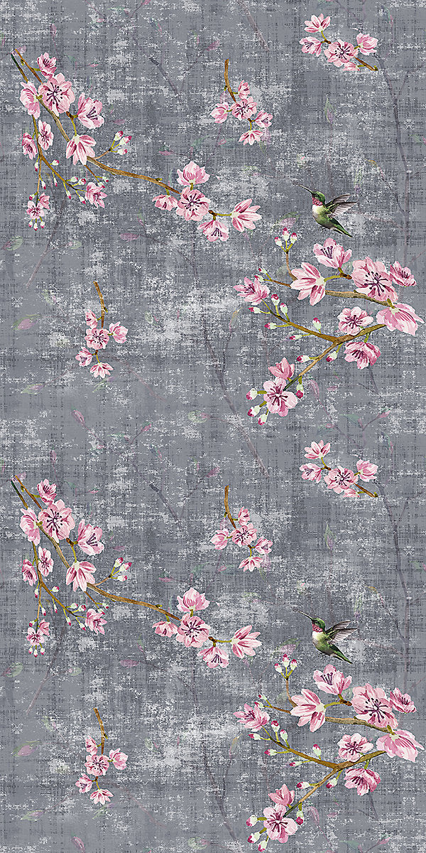 Scalamandre Wallpaper WNM1049BLOS Blossom Fantasia Charcoal