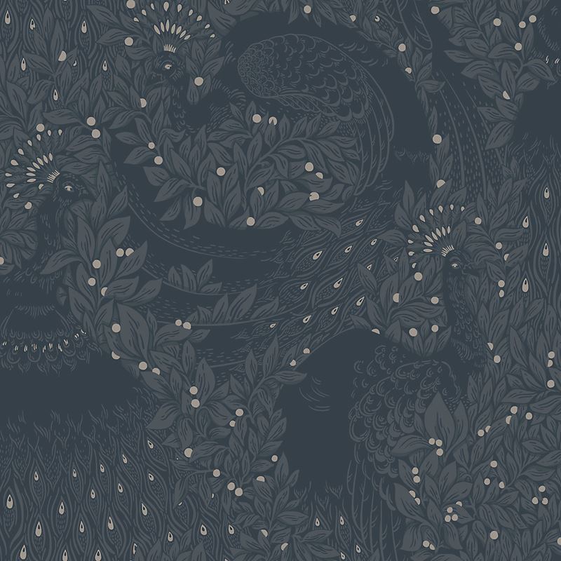 Scalamandre Wallpaper WSB00061012 Evelina Indigo Blue