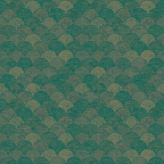 Mermaid Scales Wallpaper - Teal/Gold - York Wallcoverings - Y6230204