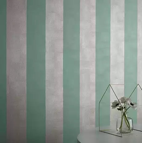 Metallico Vinyls Zingrina Stripe Mint - Osborne & Little - W6904-04 Wallcovering