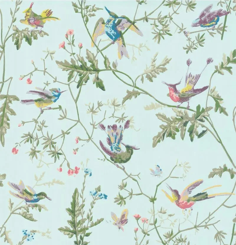 Cole & Son Wallpaper 100/14069.CS Hummingbirds Blue Multi-Colour