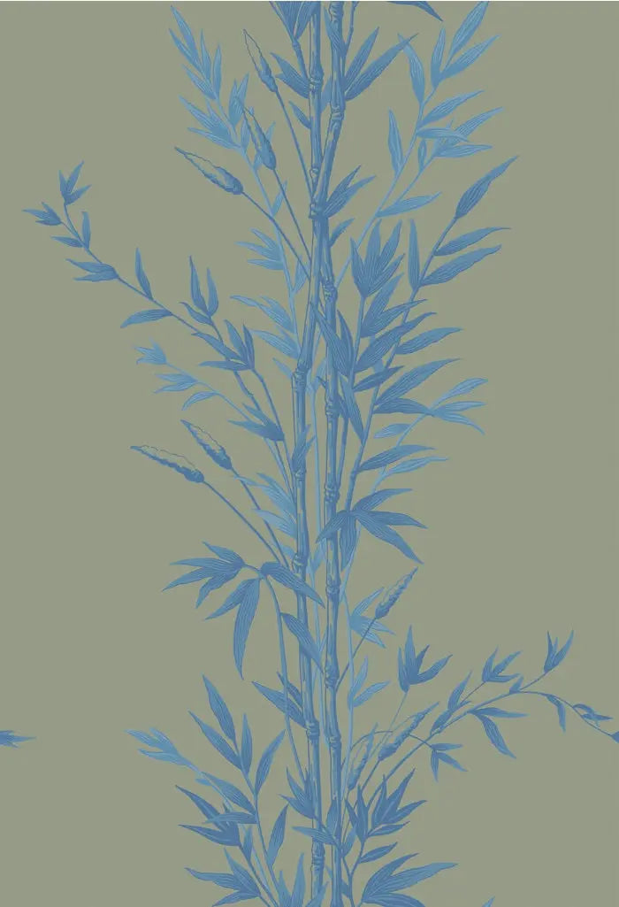 Cole & Son Wallpaper 100/5026.CS Bamboo Blue On Khaki