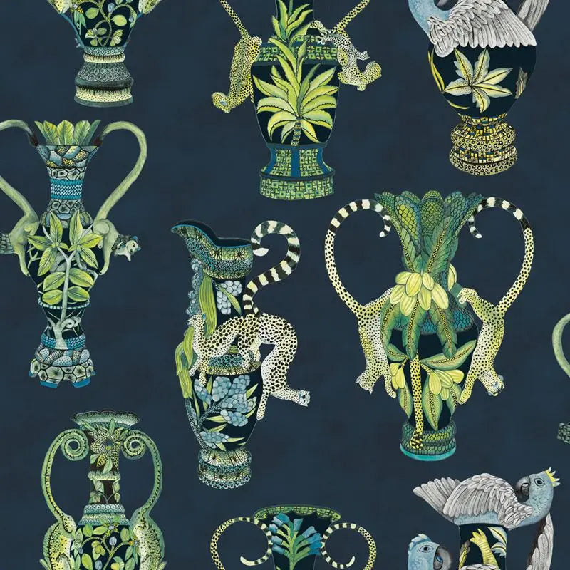 Cole & Son Wallpaper 109/12058.CS Khulu Vases Midnight