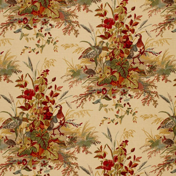 Schumacher Fabric 1106043 Quail Meadow Autumn