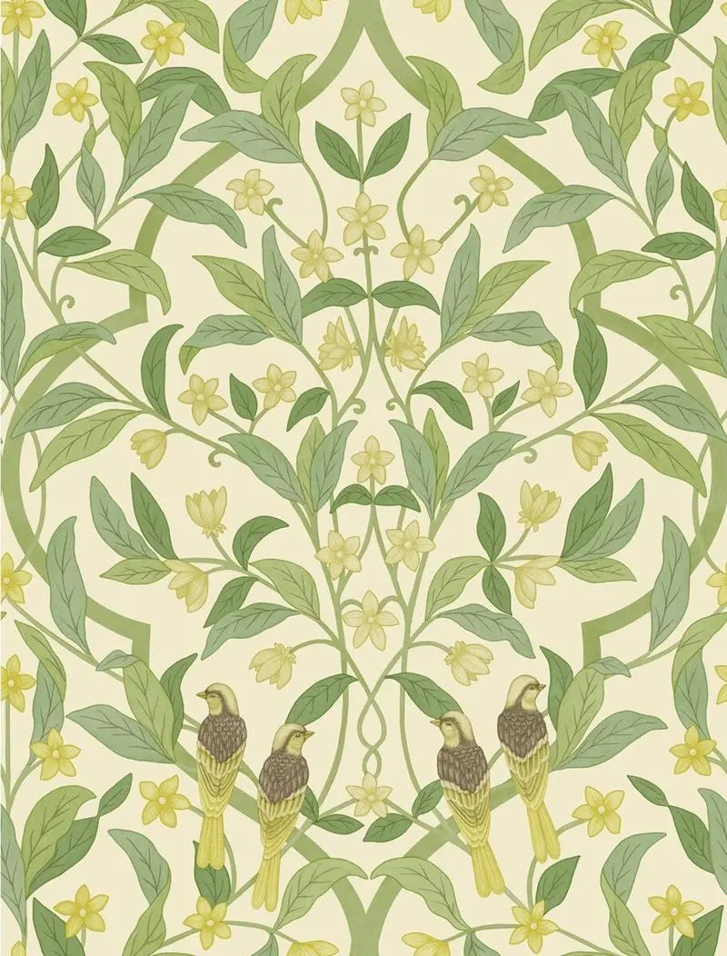 Cole & Son Wallpaper 117/10031.CS Jasmine & Serin Symphony Chartreuse/Grn/Wt