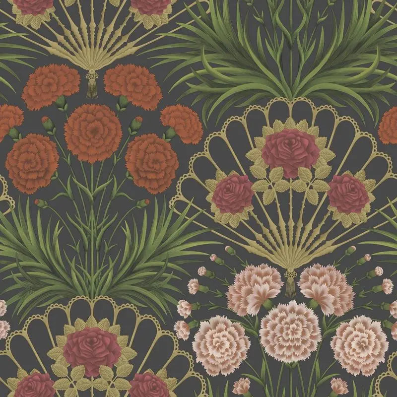 Cole & Son Wallpaper 117/14043.CS Flamenco Fan Cerise/Dark Tangerine/Gold/Blk