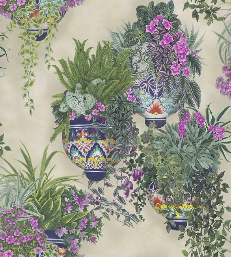 Cole & Son Wallpaper 117/9027.CS Talavera Magenta & Spring Greens On Stone