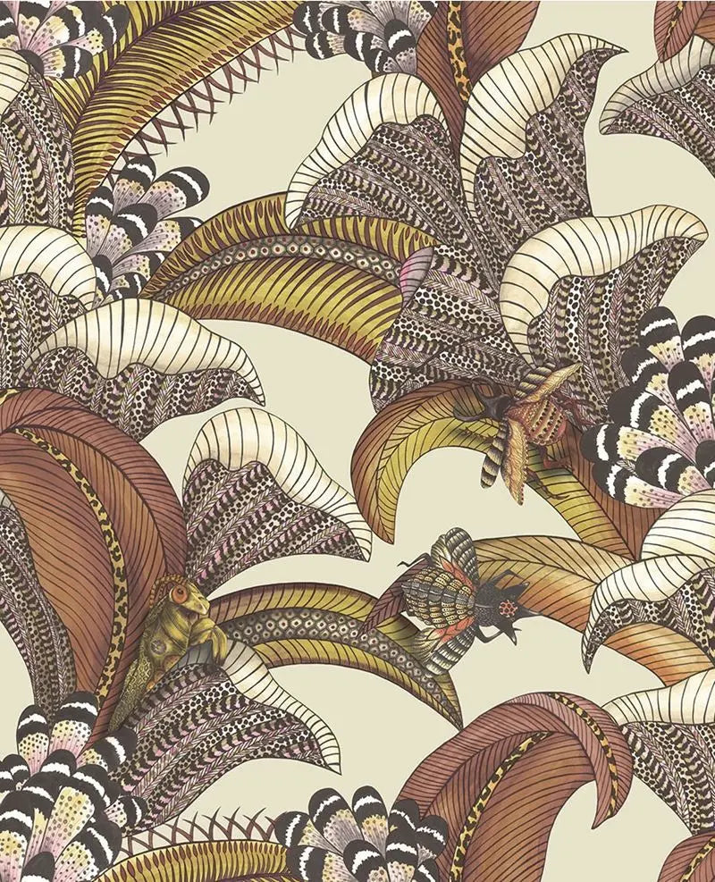 Cole & Son Wallpaper 119/1004.CS Hoopoe Leaves CrimCyellow/Fchsia On Stone