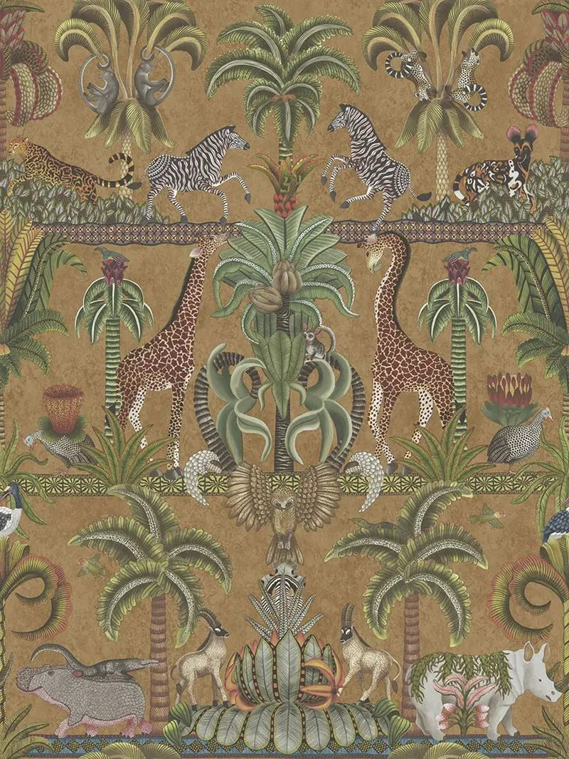 Cole & Son Wallpaper 119/5025.CS Afrika Kingdom Olgrn/Spgrn/Mt Bronz