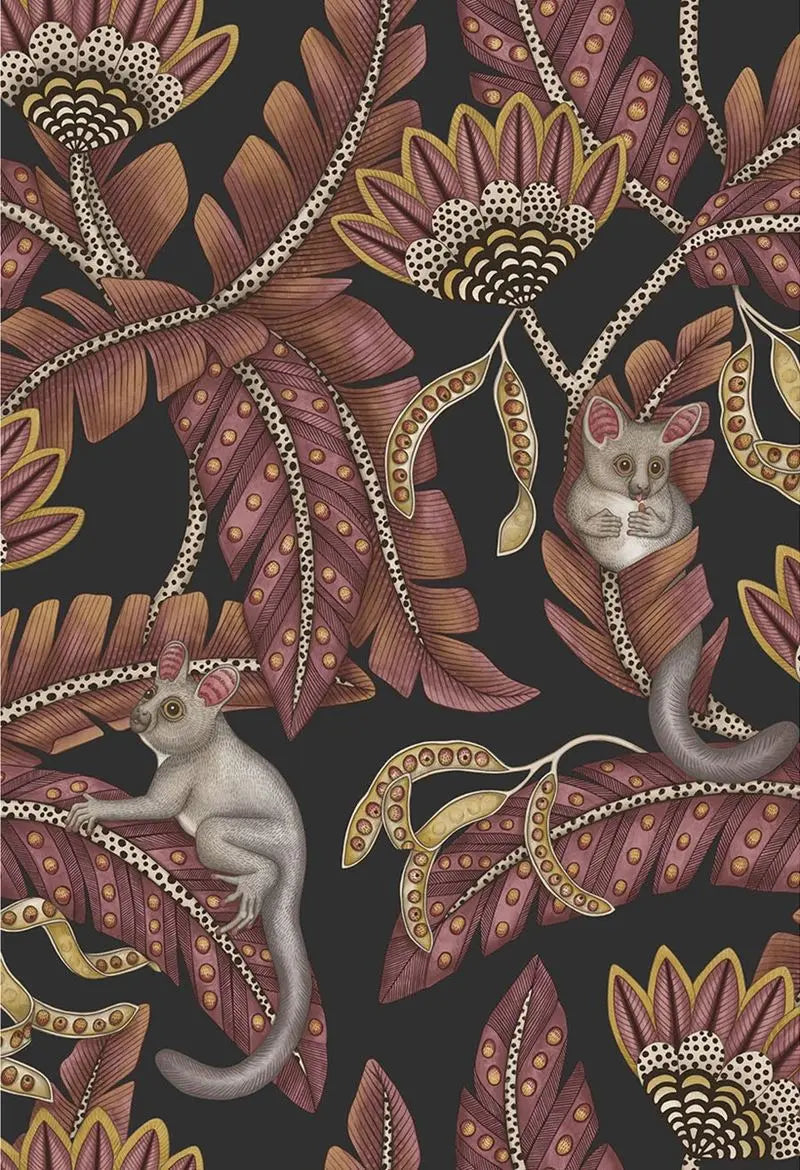 Cole & Son Wallpaper 119/7033.CS Bush Baby Crmsn&Mrgld/Chrcl