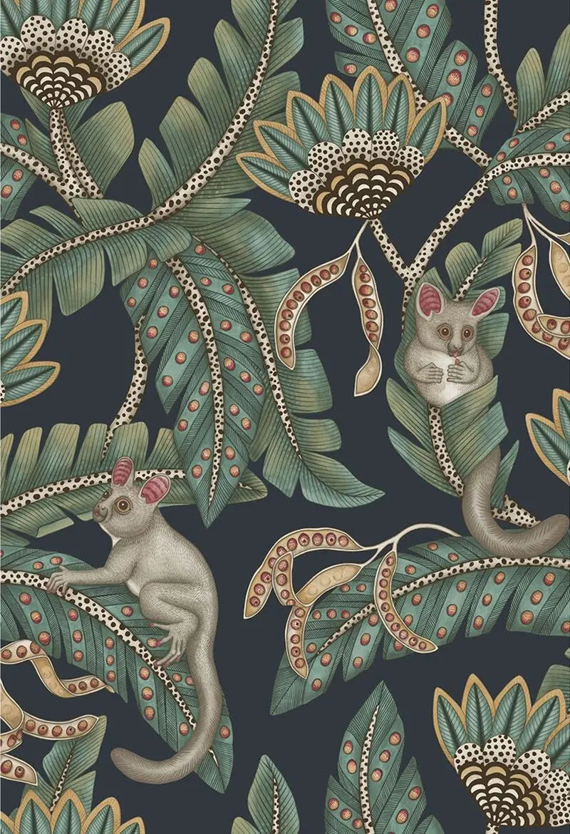 Cole & Son Wallpaper 119/7034.CS Bush Baby Teal&Ochre/Ink