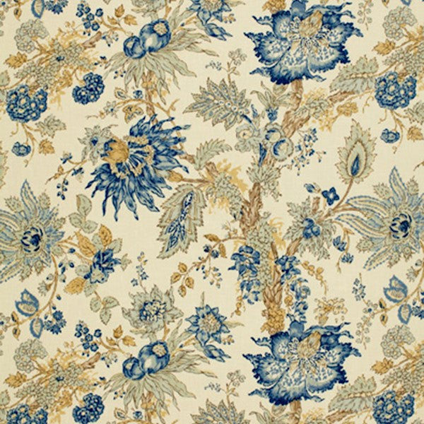 Schumacher Fabric 1304001 Ellis Floral Vine Indigo