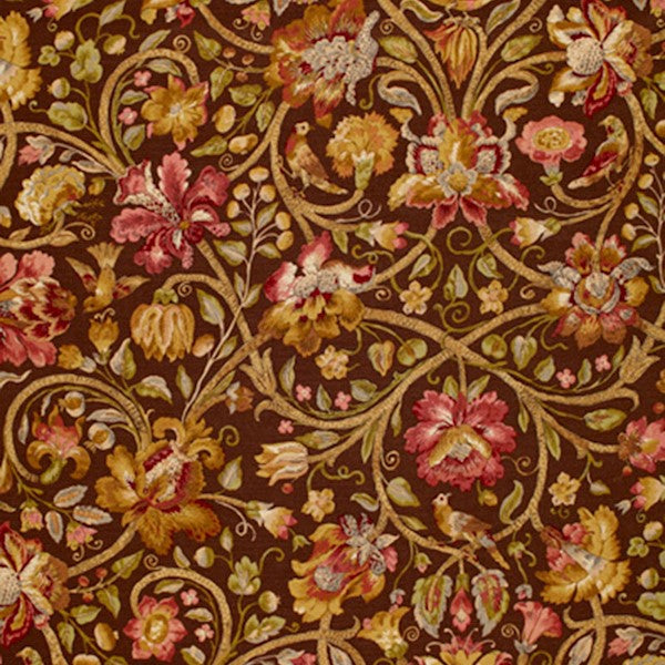 Schumacher Fabric 172723 Fleurs De Touraine Mahogany