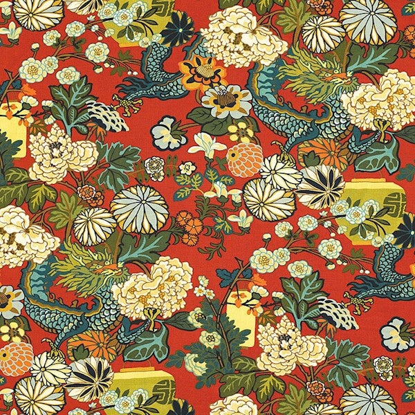 Schumacher Fabric 173271 Chiang Mai Dragon Lacquer