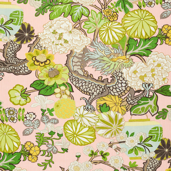 Schumacher Fabric 173280 Chiang Mai Dragon Blush