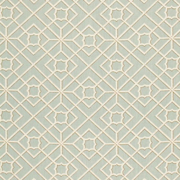 Schumacher Fabric 173491 Luan Fretwork Sky