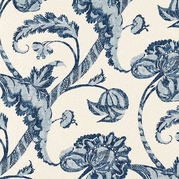 Schumacher Fabric 173772 Vallier Vine Indigo