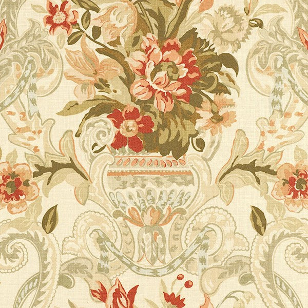 Schumacher Fabric 173840 Aylesbury Vase Coral