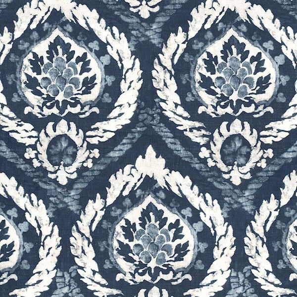 Schumacher Fabric 173952 Abaza Resist Indigo