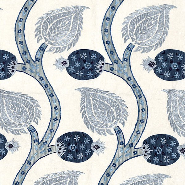 Schumacher Fabric 174181 Nurata Embroidery Lapis