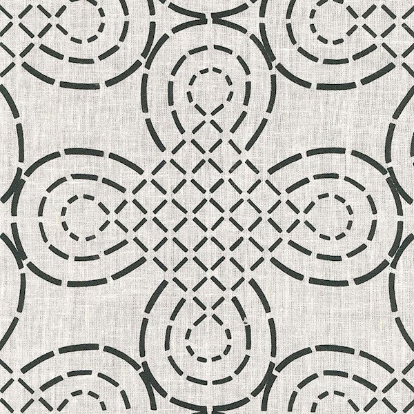 Schumacher Fabric 174222 Trellis Knot Ivory & Onyx