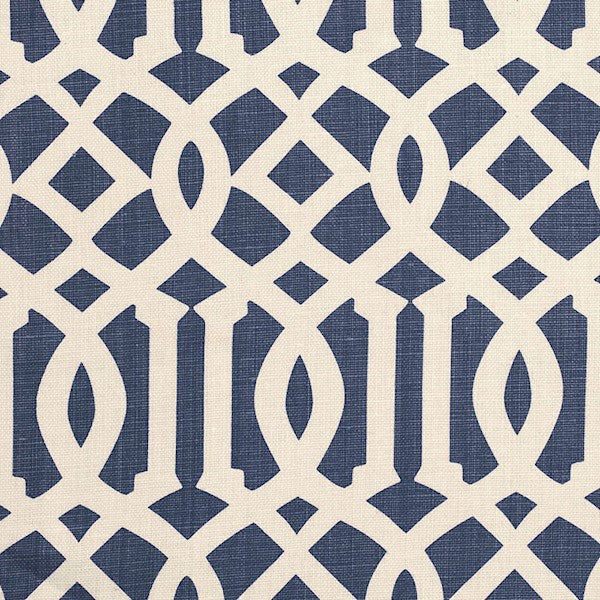 Schumacher Fabric 174411 Imperial Trellis II Ivory Navy