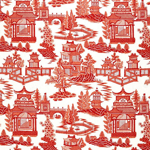 Schumacher Fabric 174430 Nanjing Coral