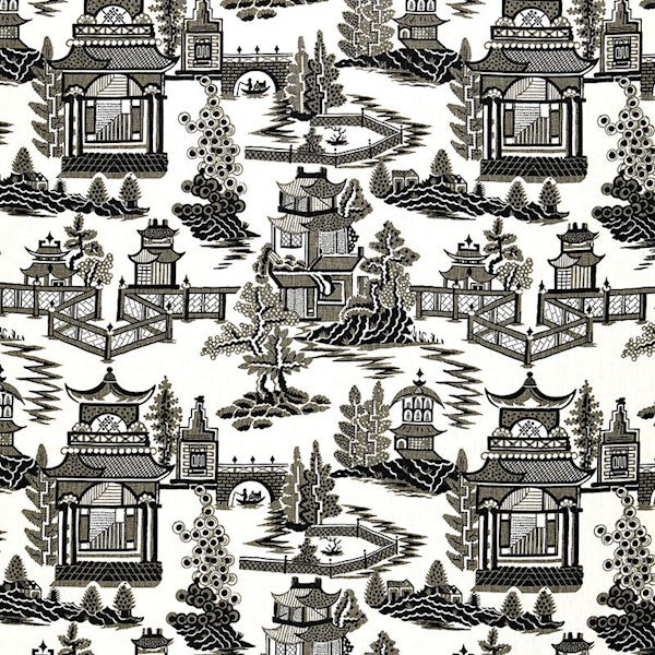 Schumacher Fabric 174433 Nanjing Smoke