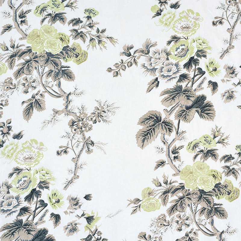 Schumacher Fabric 174455 Pyne Hollyhock Green Tea