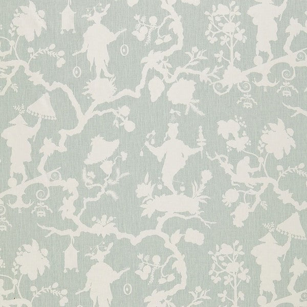 Schumacher Fabric 174580 Shantung Silhouette Print Mineral