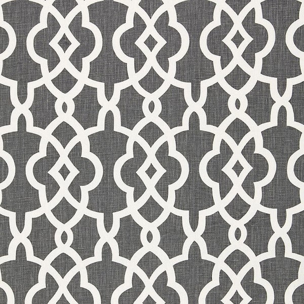 Schumacher Fabric 174591 Summer Palace Fret Smoke