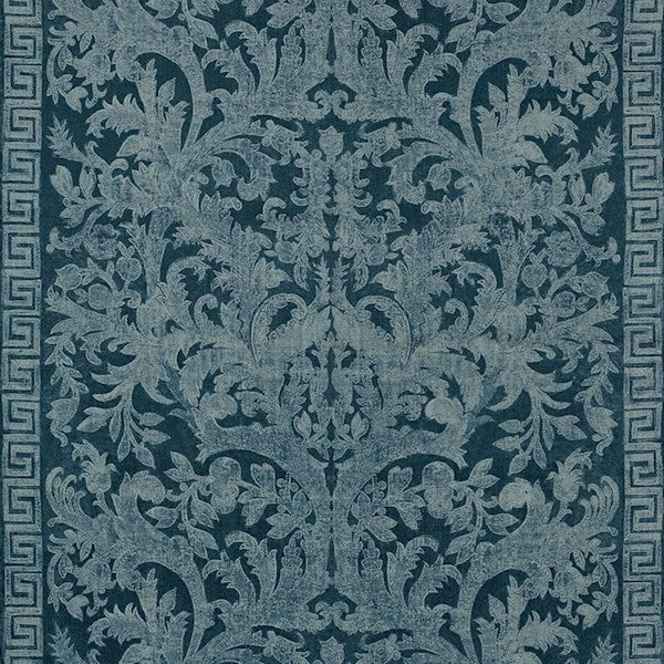 Schumacher Fabric 175111 Carlotta Velvet Damask Indigo