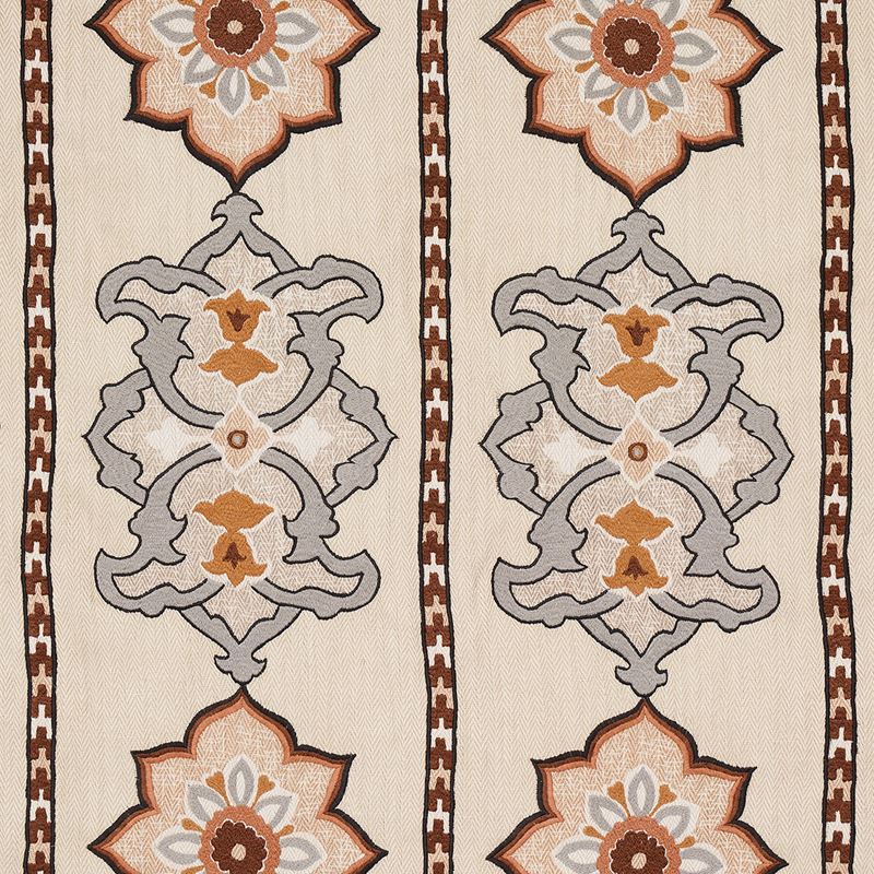 Schumacher Fabric 175182 Temara Hand Embroidered Print Natural