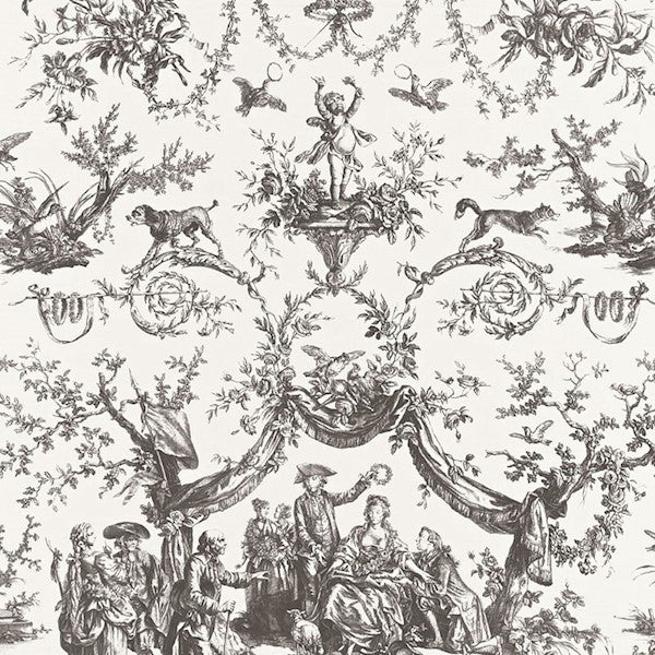 Schumacher Fabric 175273 Le Couronnement De La Rosiere Grisaille