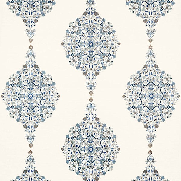 Schumacher Fabric 175321 Mehndi Linen Print Indigo