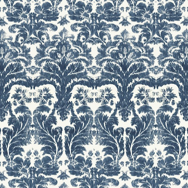 Schumacher Fabric 175342 Aurora Damask Indigo