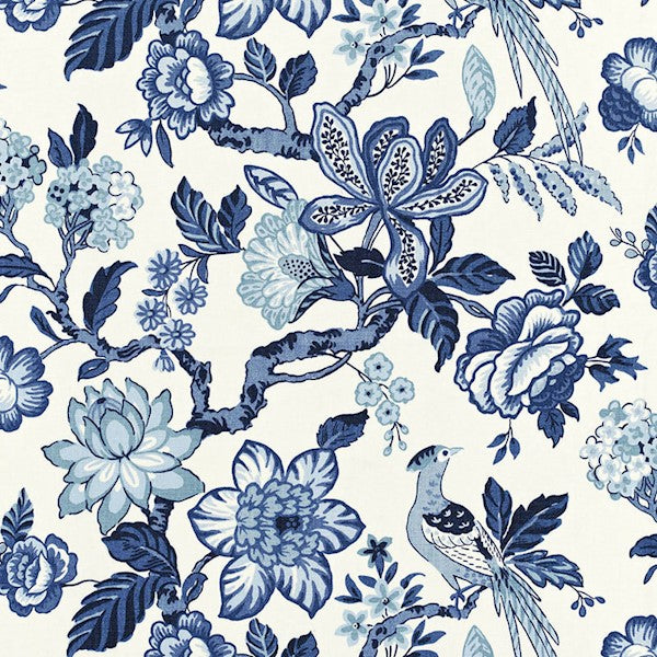 Schumacher Fabric 175560 Huntington Gardens Bleu Marine