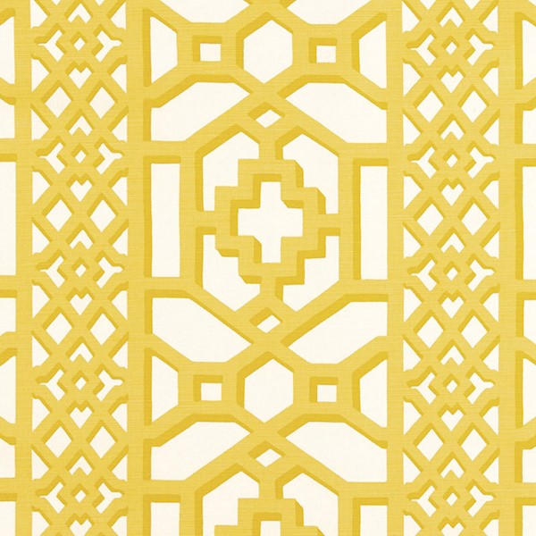 Schumacher Fabric 175740 Zanzibar Trellis Matte Canary