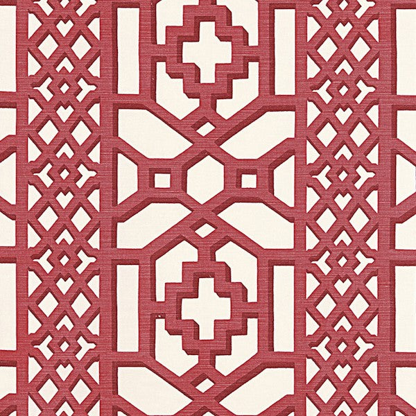 Schumacher Fabric 175742 Zanzibar Trellis Matte Lacquer