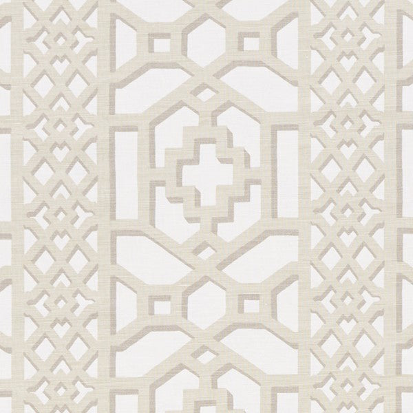 Schumacher Fabric 175744 Zanzibar Trellis Matte Sand