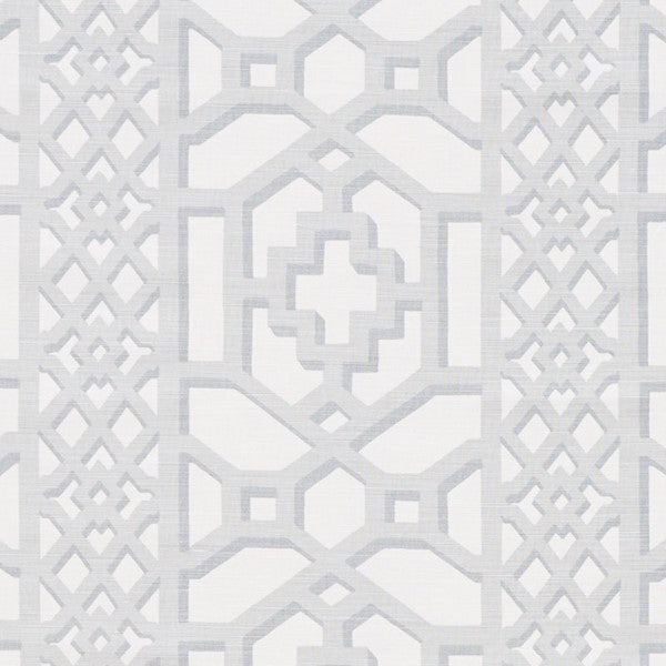 Schumacher Fabric 175745 Zanzibar Trellis Matte Cloud